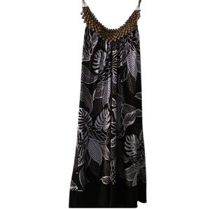 BCX Monochrome Leaf Print Midi Dress